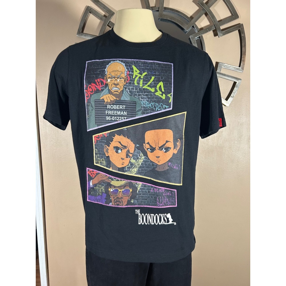 The Boondocks Robert Freeman Huey Riley Anime Black sample Shirt Medium NWT‎